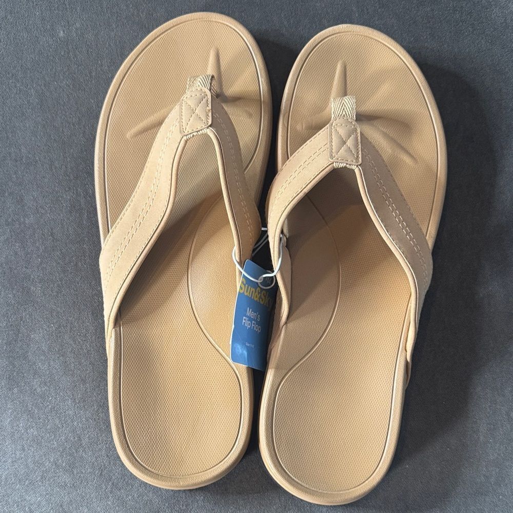 Men’s Sun & Sky Brown Flip Flops Size 11-12 NEW
